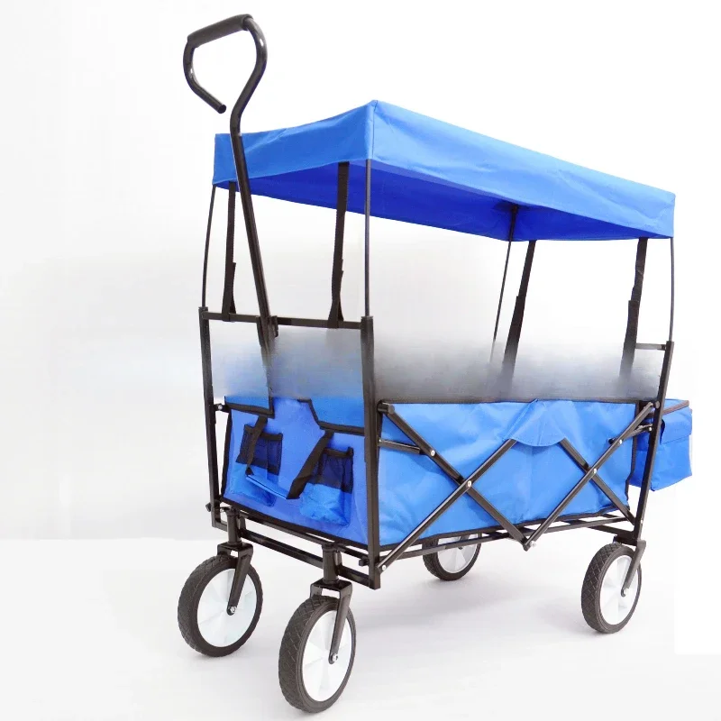 

Beach garden tool cart, supermarket, portable shopping, folding with children, patchwork, hand push, outdoor camping trailer