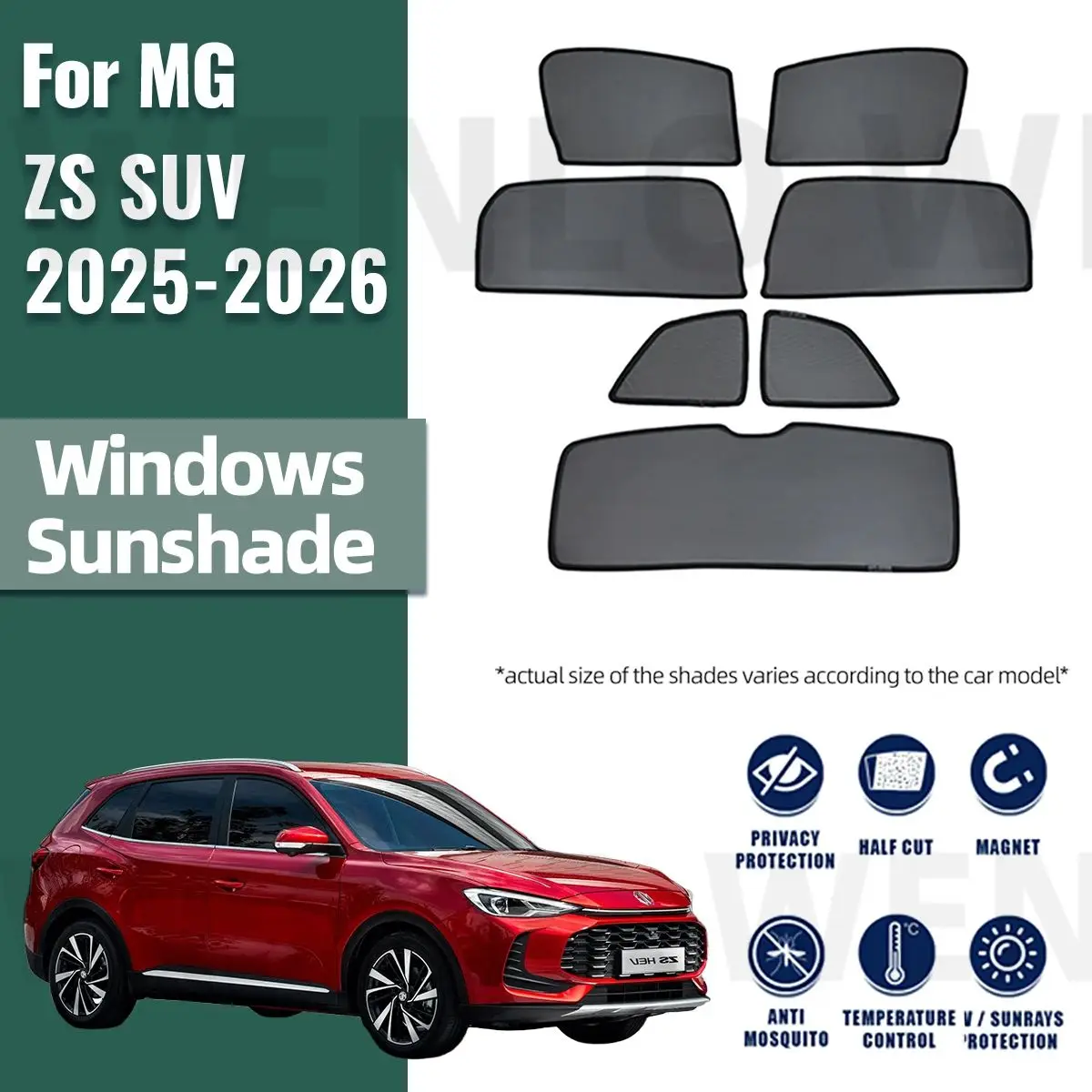 

For MG ZS SUV 2025 2026 Car Sunshade Shield Magnetic Front Windshield Blind Curtain Rear Side Baby Window Sun Shades Visor