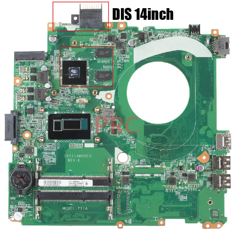 For HP Pavillion 14inch 14-P Laptop Motherboard DAY11AMB6E0 i3 i5 i7 CPU With N15S-GM-S-A2 DDR3 Notebook Mainboard Tested