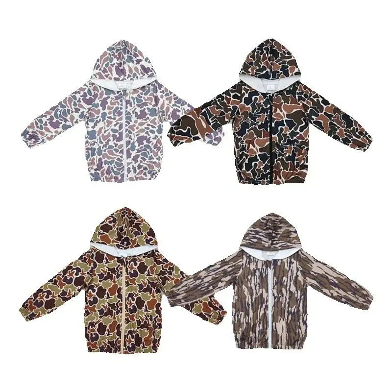 

Wholesale children's clothing summer new boys clothing camouflage zipper pocket hood long-sleeved boutique children's clothing