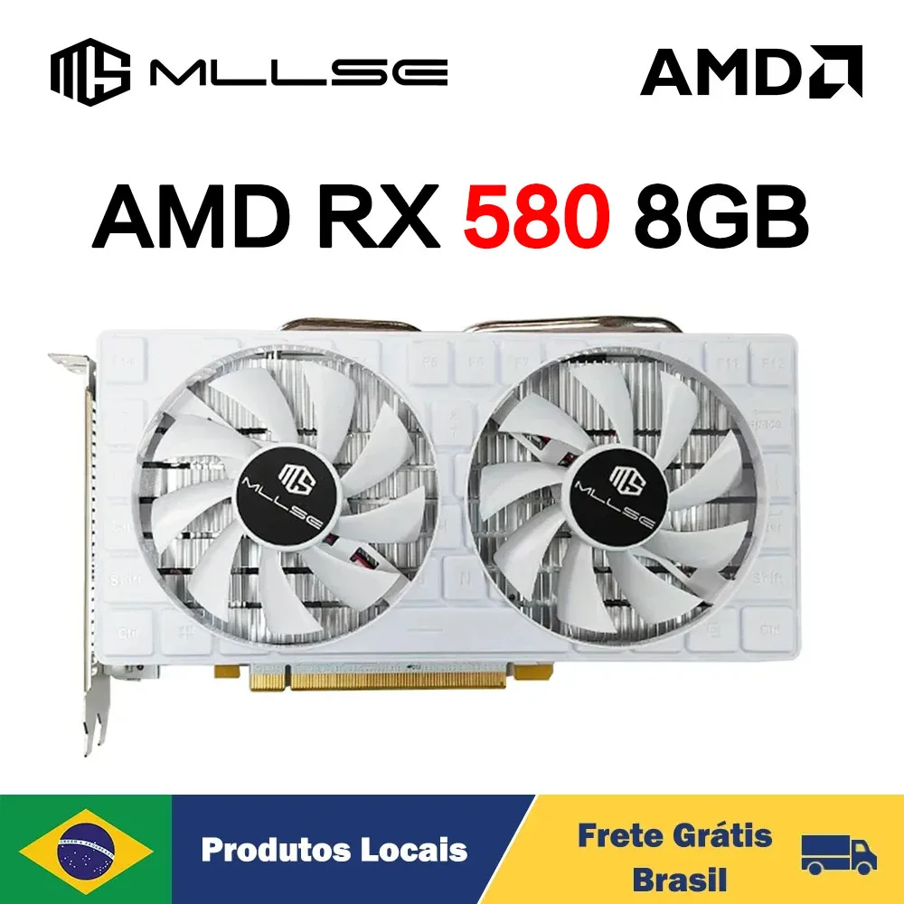 MLLSE AMD RX580 8GB Placa De Video Gaming GDDR5 256Bit PCI Express 3.0 ×16 Radeon RX 580 6Pin HD+DP+HDMI GPU Computer