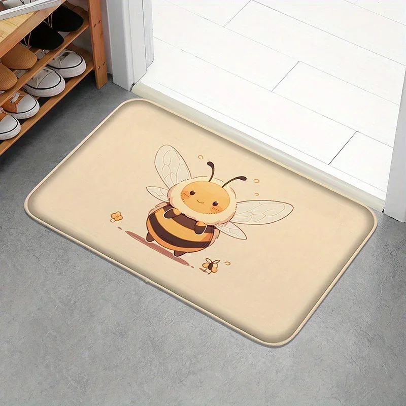 

Милый мультяшный ковер с цветком оса, гигроскопические коврики, нескользящие коврики для входной двери, украшение для дома, фланелевая дверь 0,394 дюйма