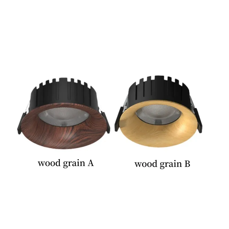 Walnut Wood Grain Retro Style Dimmable LED SMD Downlight Recessed Ceiling Lamp 10W12W15W18W20W24W For Hotel Family living room