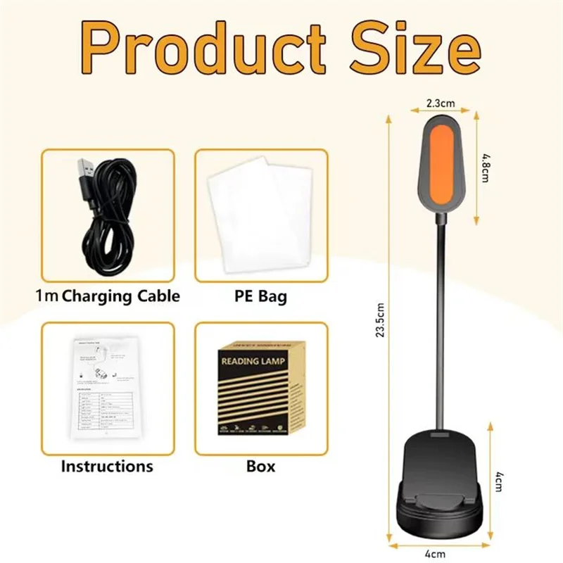 Imagem -06 - Usb Tipo-c Recarregável Led Luz de Leitura Âmbar Livro Luz Abajur Luz Azul Bloqueio Apto para Kindle Noite Leitura Crianças