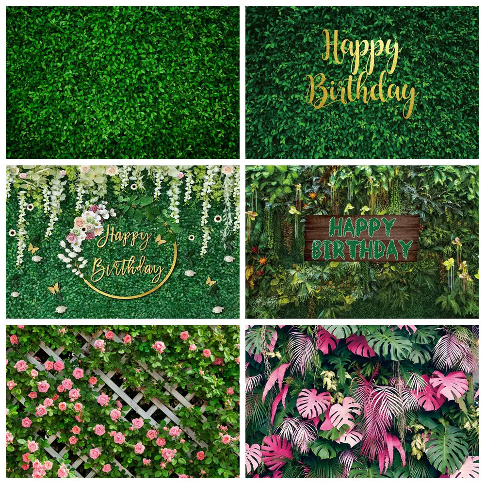 

Green Leaves Backdrop Tropical Jungle Green Grass Nature Wedding Baby Shower Birthday Party Photography Background Photo Studio