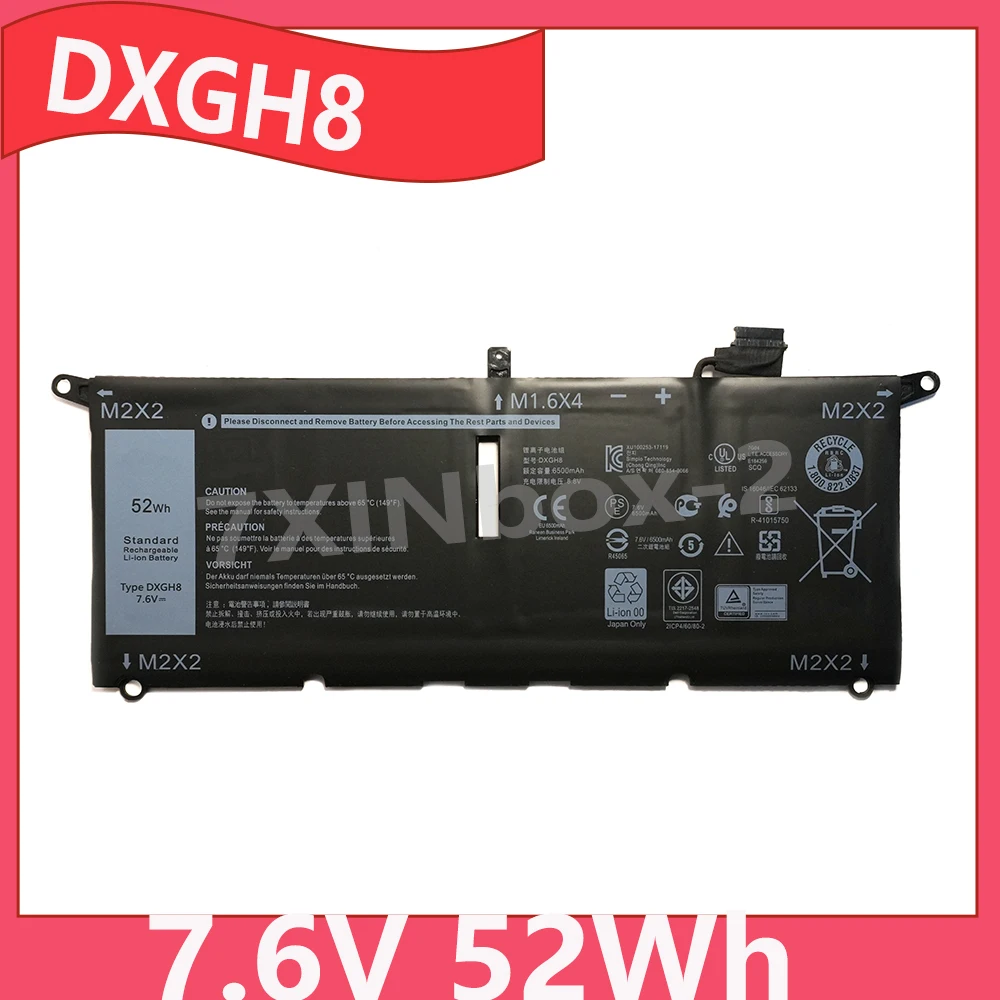 DXGH8 7.6V 52Wh OEM Laptop Battery For DELL XPS 13 9380 9370 7390 Inspiron 7390 2-in-1 14 7490 Series H754V G8VCF 0H754V