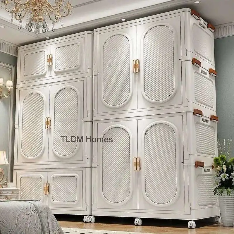 

Modern Durable Simple Folding Wardrobe Home Storage Locker Multi-functional Movable Storage Wardrobes Closet Bedroom Furniture N