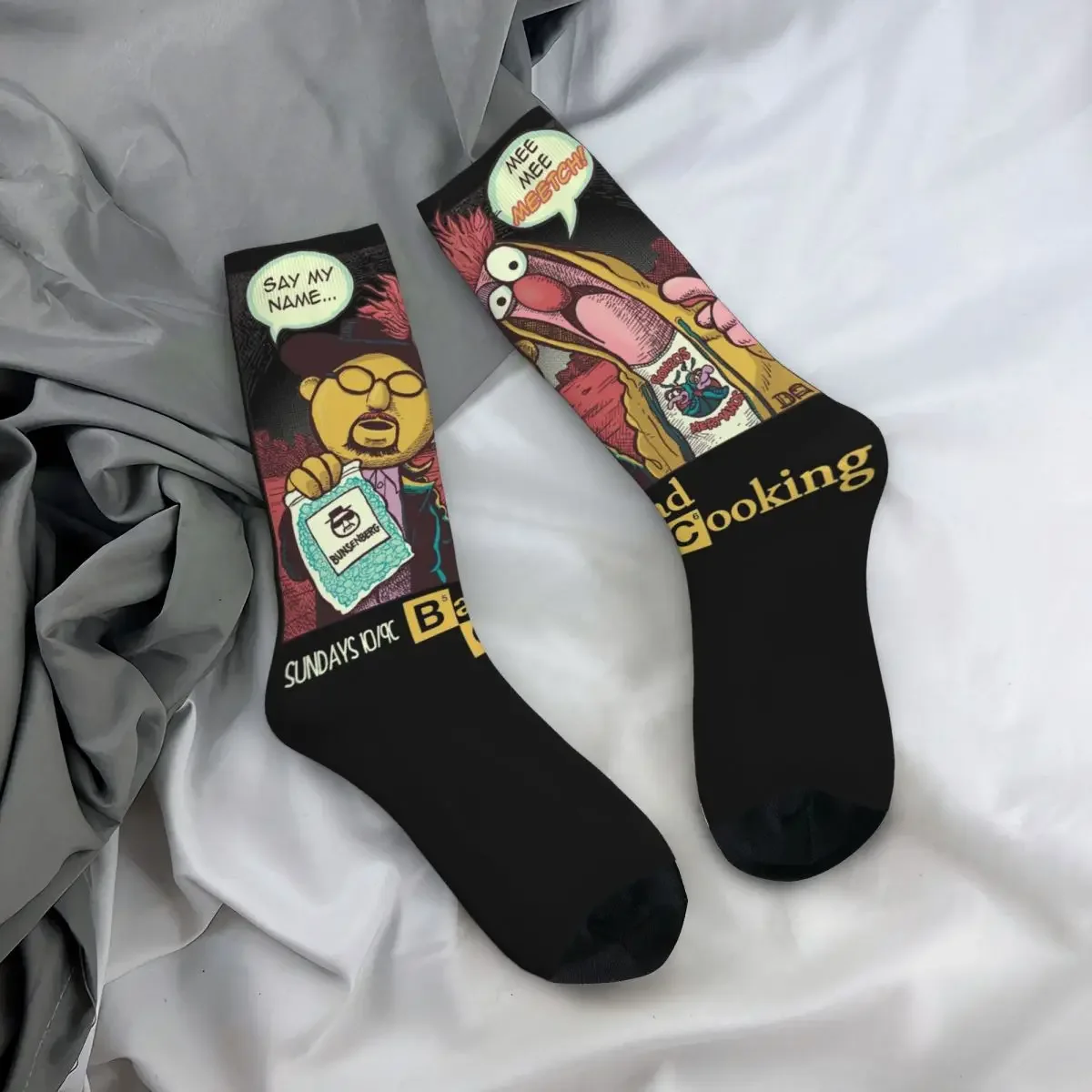 Funny Colorful Bad Cooking Breaking Bad Football Socks Fashion Crew Socks for Unisex Sweat Absorbing Breathable Crazy Sock