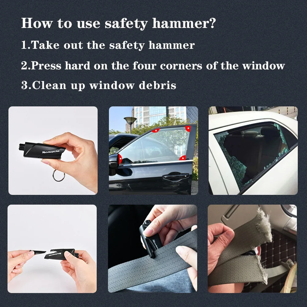 Car Safety Hammer Portable Window Breaker Escape Device Break The Window Emergency Easy To Carry