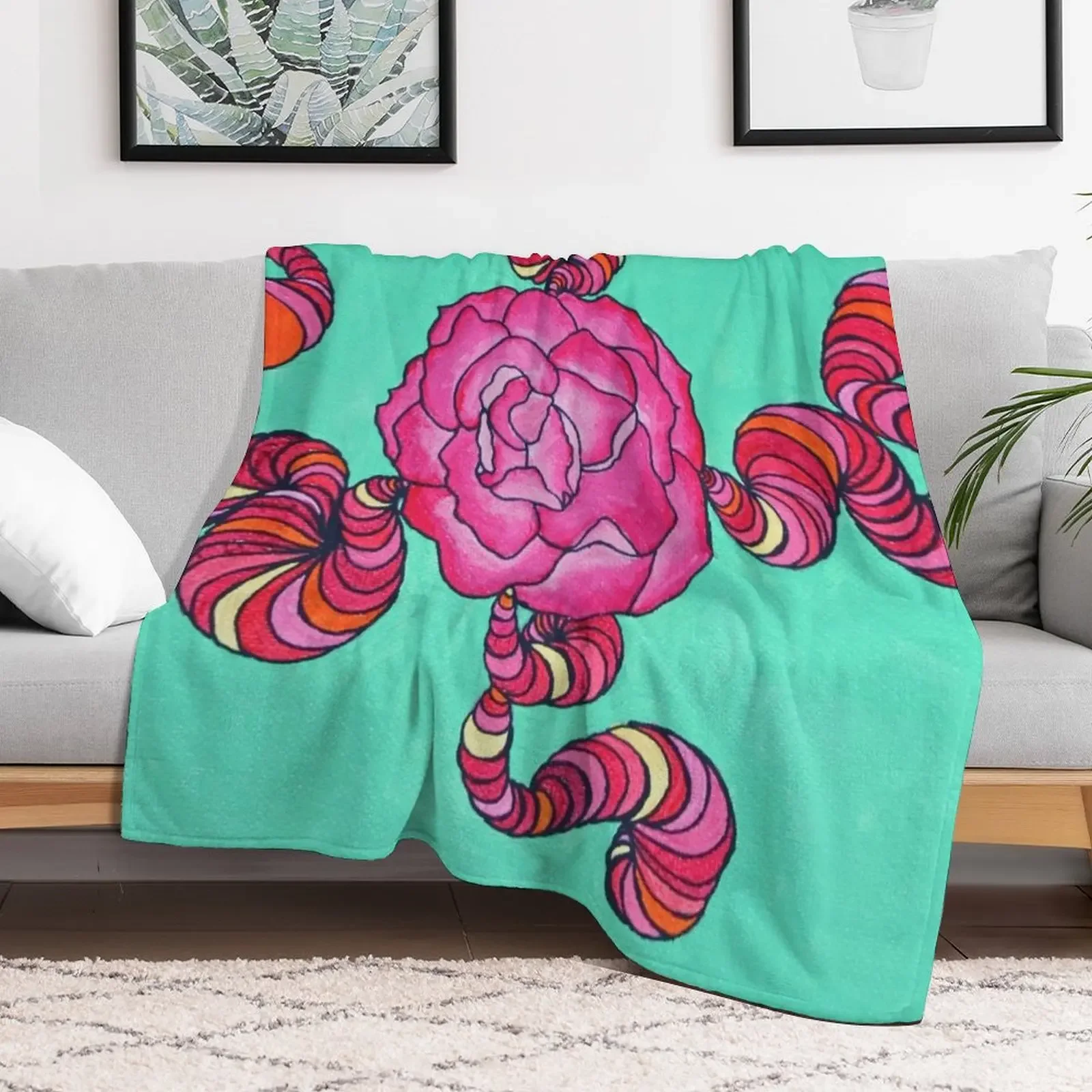 New peony swirl Throw Blanket Cozy Microfiber Throw Blanket for Home Bedroom