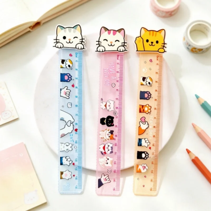 36pcs/lot Cartoon Cat Ruler Cute Bookmark Measuring Drawing Tool Promotional Gift School Supplies