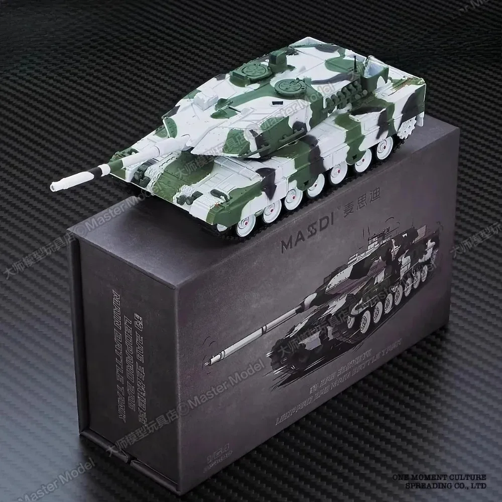 MASSDI 1/64 Luipaard 2A6 Grijs Gevechtstank Legering Militair Model Masdi Auto Statische Collectie Model Speelgoed Jongen Verjaardagscadeautjes