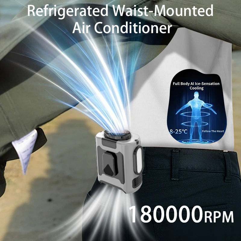 180000RPM Portable Waist Fan Hanging Neck Fan Strong Wind wi