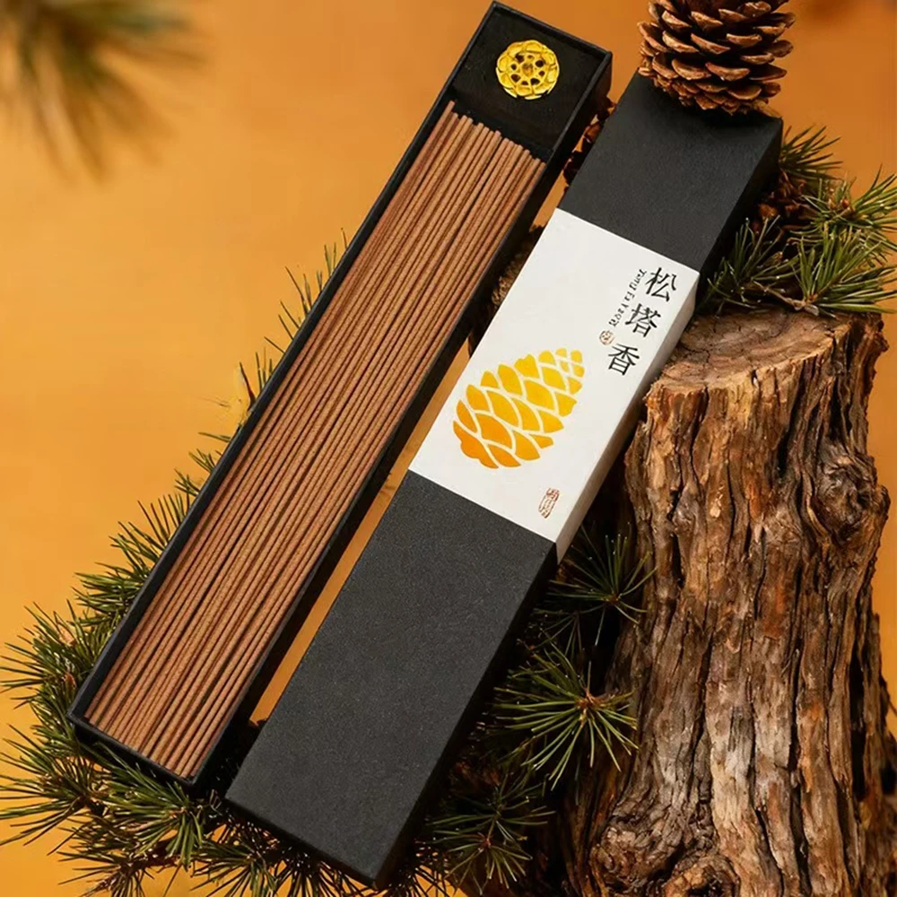 Ancient Craft Space Clearing Pinecone Incense, Natural Pine Wood Stick Incense for Home Indoor Yoga & Purifying, Gift Box Set