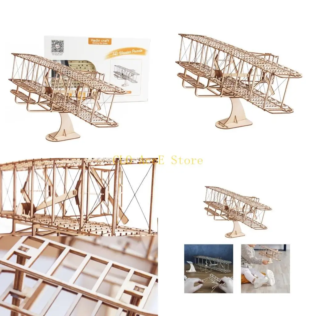 

16FE Wooden DIY Crafts Plane Assemble Airplanes Model Toy Puzzles Construction set for Kid School Craft Decors Projects