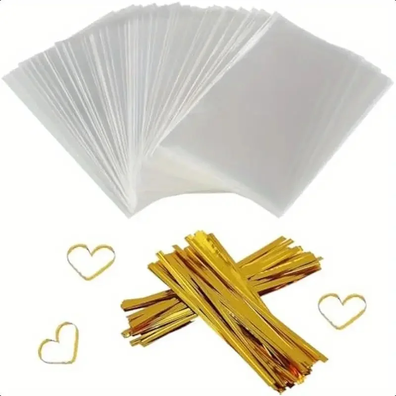 30/50/100 Stück transparente Geschenktüten aus Zellophan, Kunststoffverpackung mit Kordel, Geschenktüte für Partys, Hochzeiten, Geburtstage, Party-Geschenktüte – Detail 3