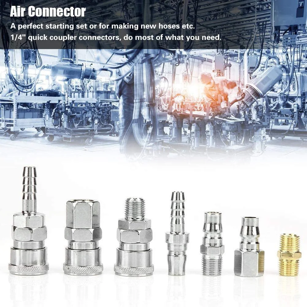 18 Piece Set of Pneumatic Connectors for Air Tools Heavy Duty Quick Couplings with Easy Installation for Workshop Use