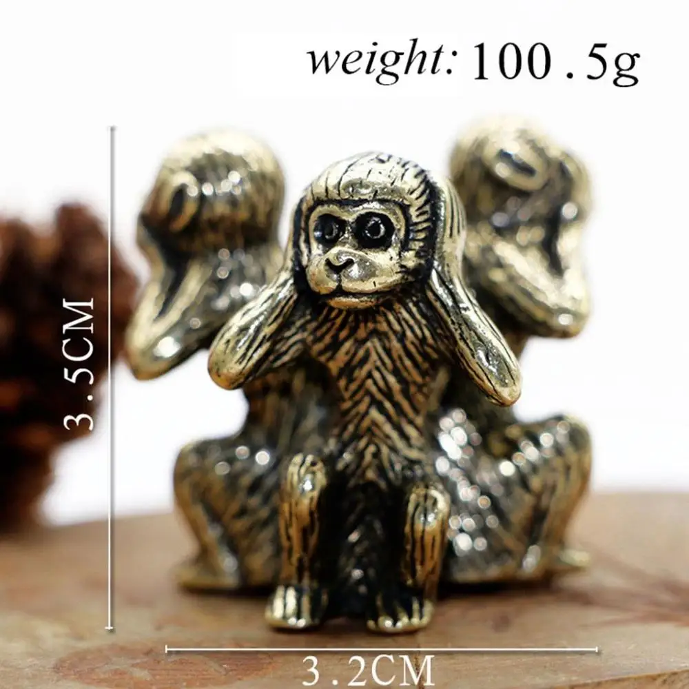 Creative Three Monkeys Warmhouse Gift Copper Feng Shui Antique Home Decor Monkey Figurines Wise Monkey Statue Car Ornaments