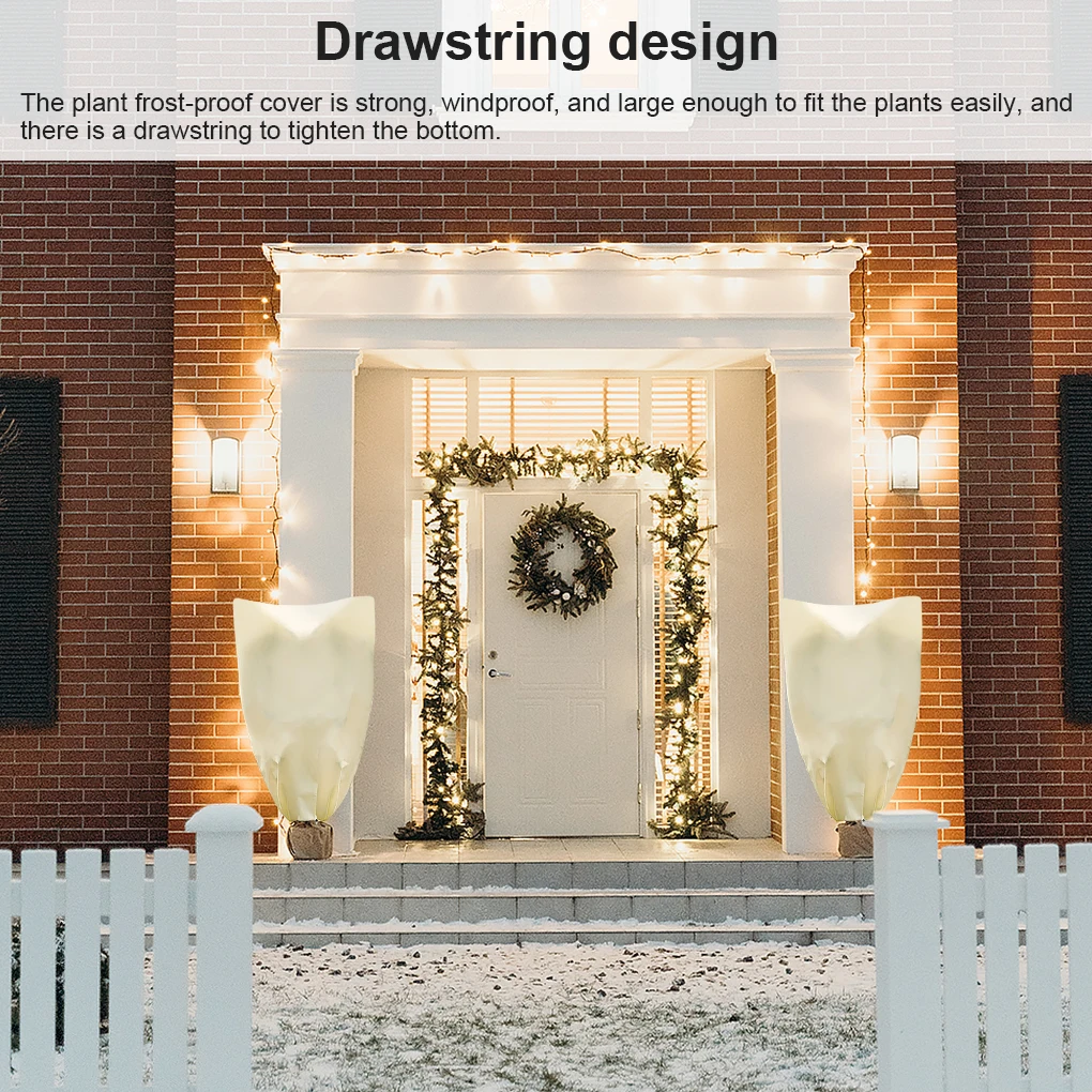 Drawstring Plants Cover Bag Freeze Plant Tree Protector Cloth Blanket