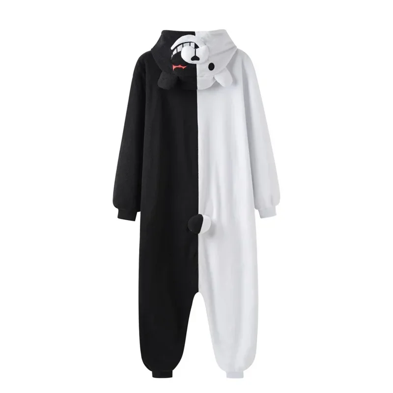 YESKIGU Monokuma Kigurumis Pajama Adult Onesie Anime Bear Jumpsuit Black White Animal Pajamas Women Halloween Party Suit Overall