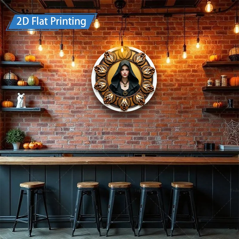Targa in metallo da 1 pezzo, targa in metallo decorativa con stampa piatta in stile gotico di Halloween da 4x16 pollici