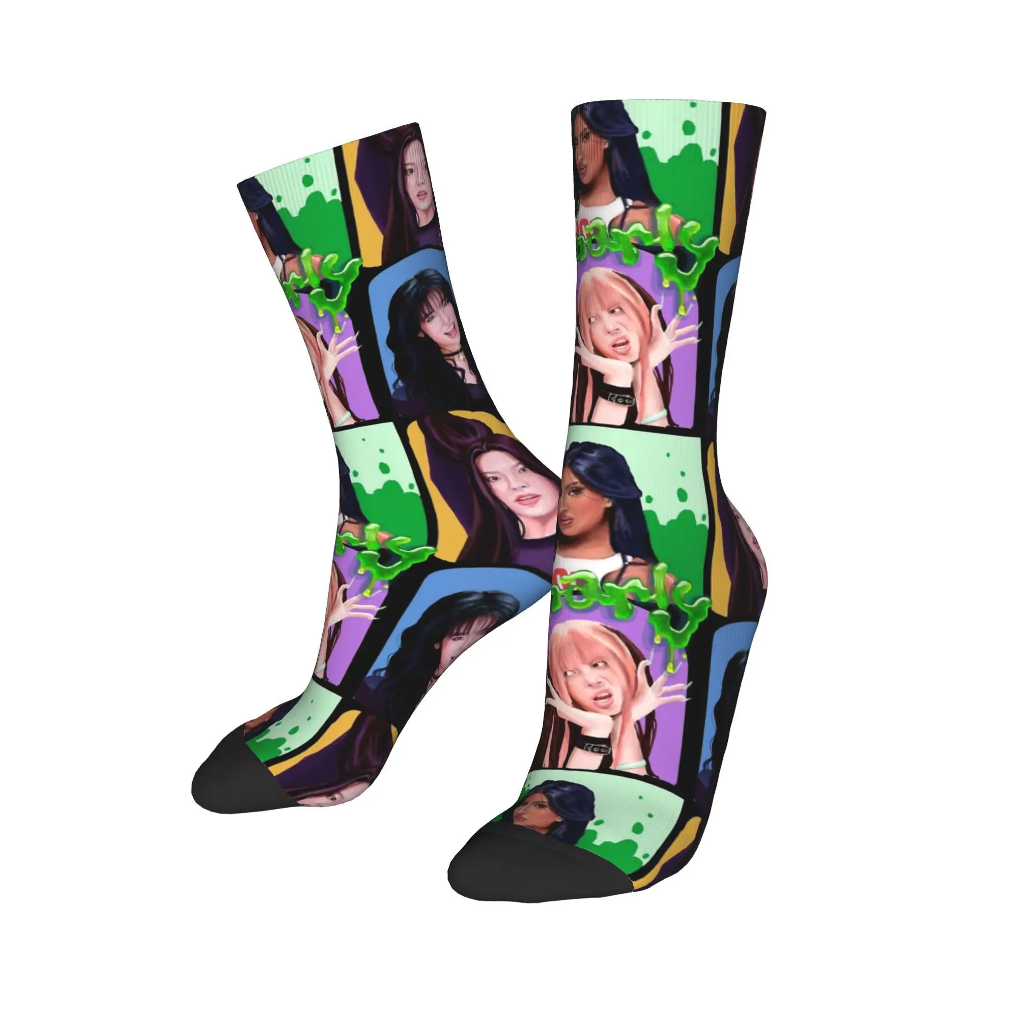 

Зимние теплые носки унисекс в стиле Харадзюку Katseye Gnarly Art Kpop Girl Group, впитывающие пот баскетбольные носки