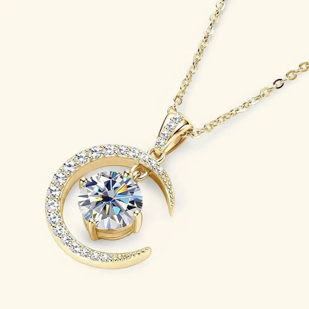 S925 Sterling Silver 2Ct Moissanite Necklace For Women High-End Design Pendant Niche Smart Clavicle Chain Female Fine Jewelry