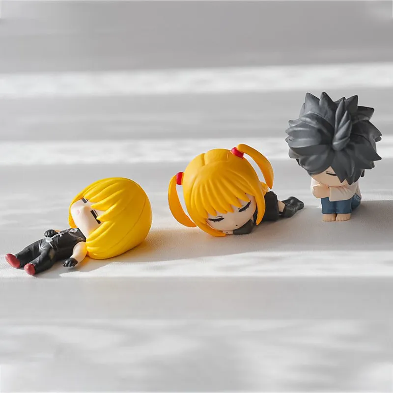 5-teiliges Set Death Note Nemurasetai Sleeping Team Mini-Chibi-Figuren Niedliche L Light Yagami Misa Mello Near Anime-Modell Ornament Geschenk – Detail 5