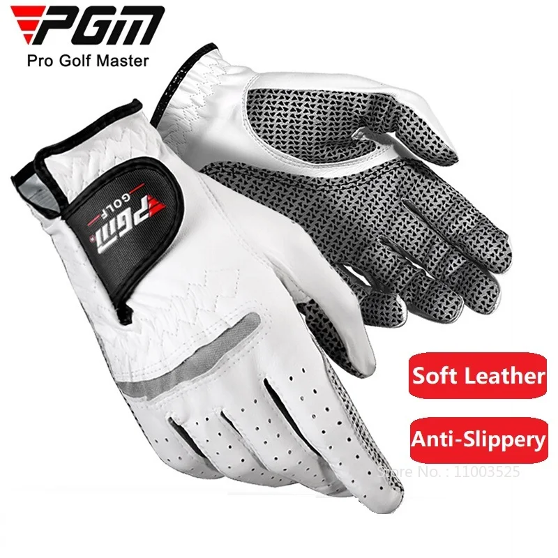 

PGM Authentic Men's Golf Gloves Breathable Leather Sports Gloves Left Right Hand Anti-skid Mittens Beginner Practice Golf Aids