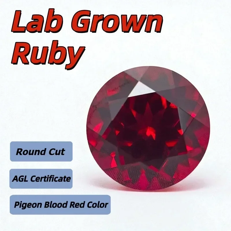 Hot Sales Lab Grown Ruby Round Cut Pigeon Blood Red Color DIY Charms Jewelry Making Main Materials Selectable Certificate