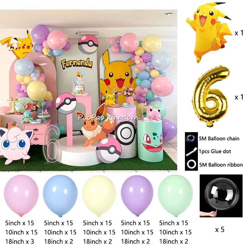 Liebliches Pikachu-Themen-Ballon-Dekorationsset Cartoon-Folienballons Blitzballon-Set Kindergeburtstags-Party-Deko-Zubehör – Detail 33