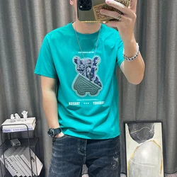 Top Watercolor Alphabet Print Mens Tee Shirts Graphic Clothes Streetwear Katoen Anime Men's T-shirt Fashion Cool Plain Cotton Xl