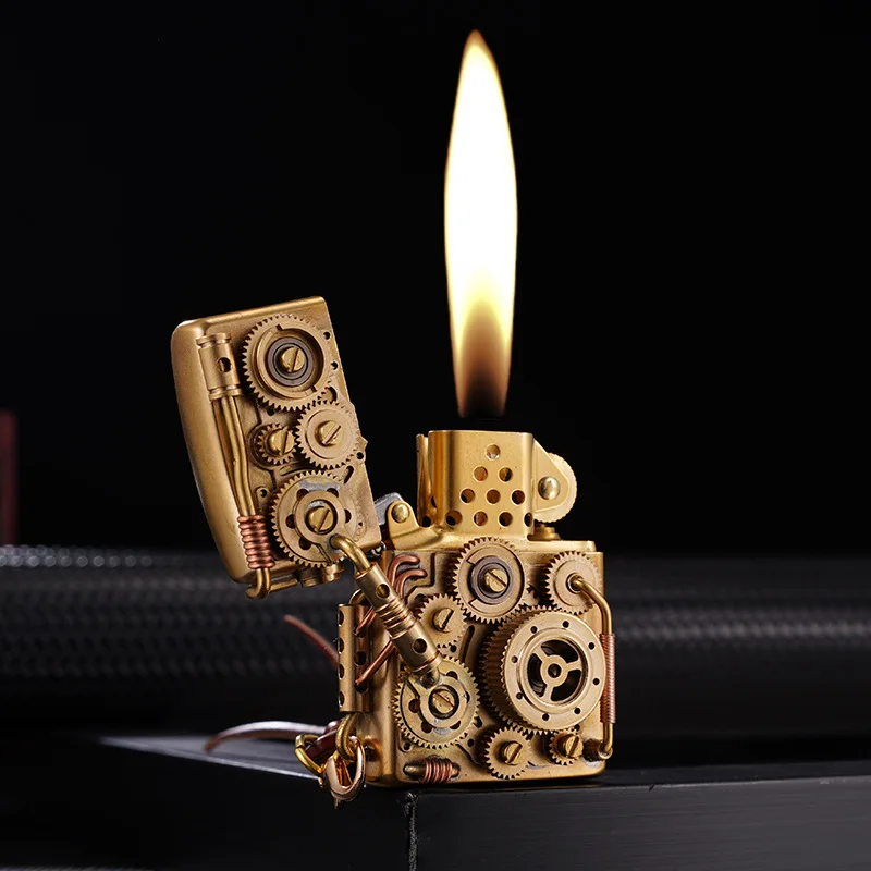 

Механическая зажигалка Zoro в стиле панк, оригинальная медная бронированная зажигалка, рычаг шестерни, высококачественная подарочная масляная зажигалка, зажигалка для курения