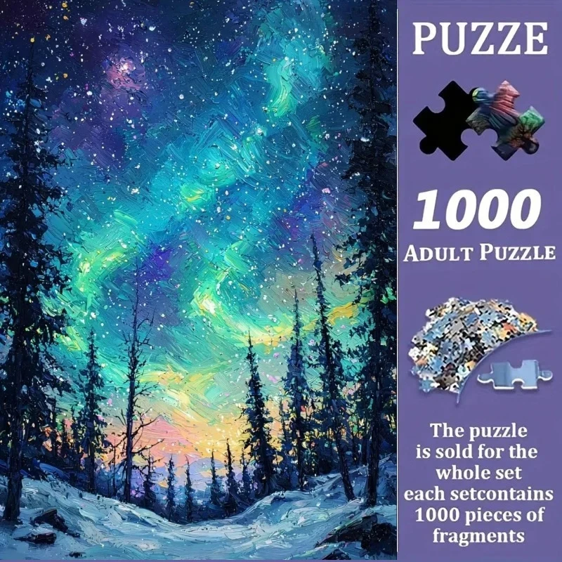 

Пазл из 1000 деталей, «Аврора» с цветными элементами, идеально подходит для совместного творчества с семьей, подарок, развивающая игрушка