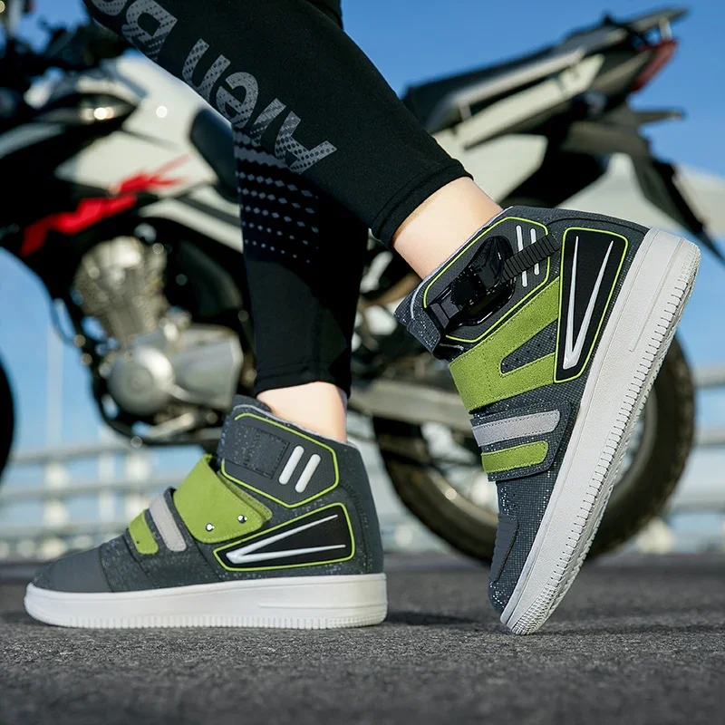 Износостойкие мотоциклетные ботинки с высоким берцем, новинка 2024, мужская и женская мотоциклетная обувь, Нескользящие мотоциклетные ботинки, Уличная обувь для езды на мотоцикле