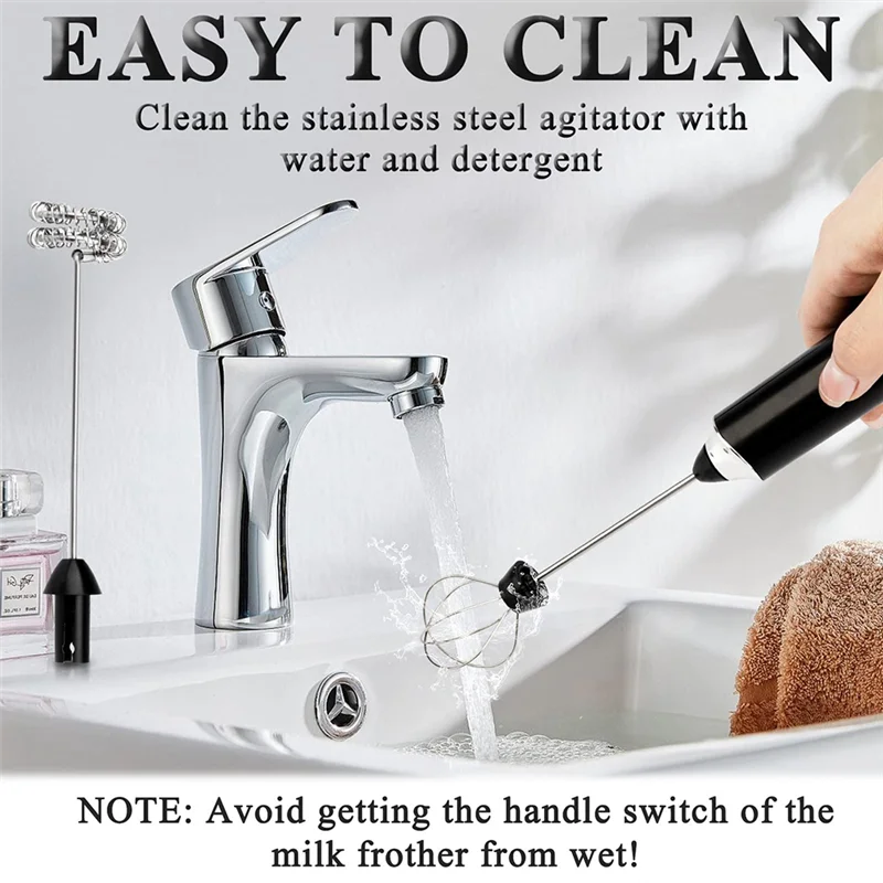 Electric Whisk Milk Frother Handheld Drink Mixer, 3 Speeds Adjustable Maker For Coffee, Lattes, Matcha, Hot Chocolate
