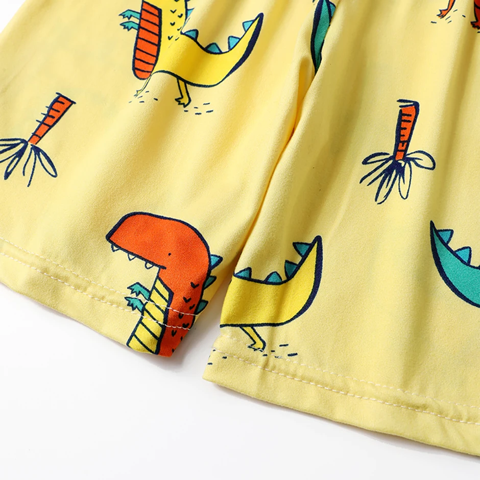 2-tlg. Kinder Sommer Mode Druck Hause Kleidung Anzug Junge Bequeme Joker Dinosaurier Kurzen ärmeln Mädchen Süße Rosa shorts Anzug – Detail 23