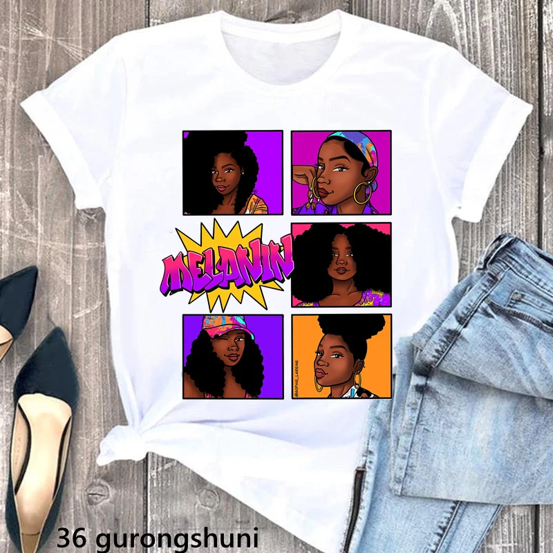 Blessed Melanin Queen Graphic Print Tshirts Women 1865 Juneteenth Celebrate Black Girl Magic T Shirt Femme Summer Tops Tee Shirt