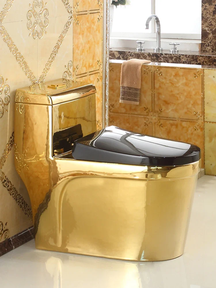 Creative Art of European Golden Toilet Super Swirl Color of Flushing Toilet