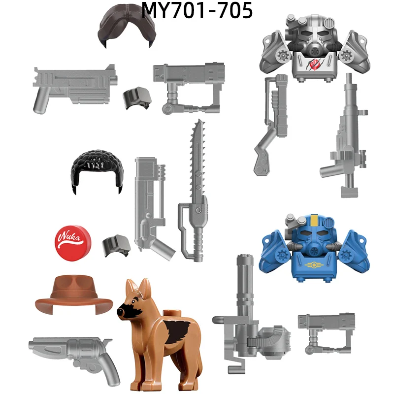 Figurines d'action Armes de chien viser Pièces de cheveux décennie s de modèle MOC Briques Ensemble Cadeaux Jouets pour enfants MY701-705