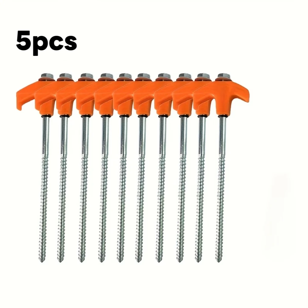 1/5/15Pcs Heavy Duty Metal Tent Stakes Threaded Ground Anchor Hex Head Driver for Camping Garden Outdoor Inflatable Decoration