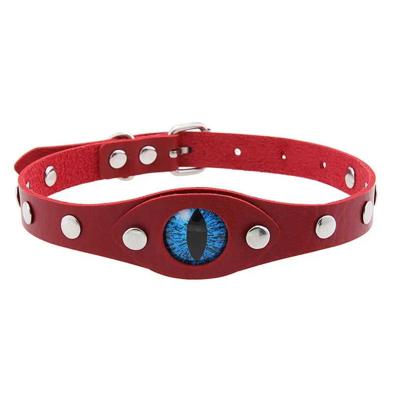 Decopunk Punk Gothic Verschillende Daemon Rode Leerling Individualiteit Rock En Roll Verstelbare Blue Tear Choker Lederen Hanger