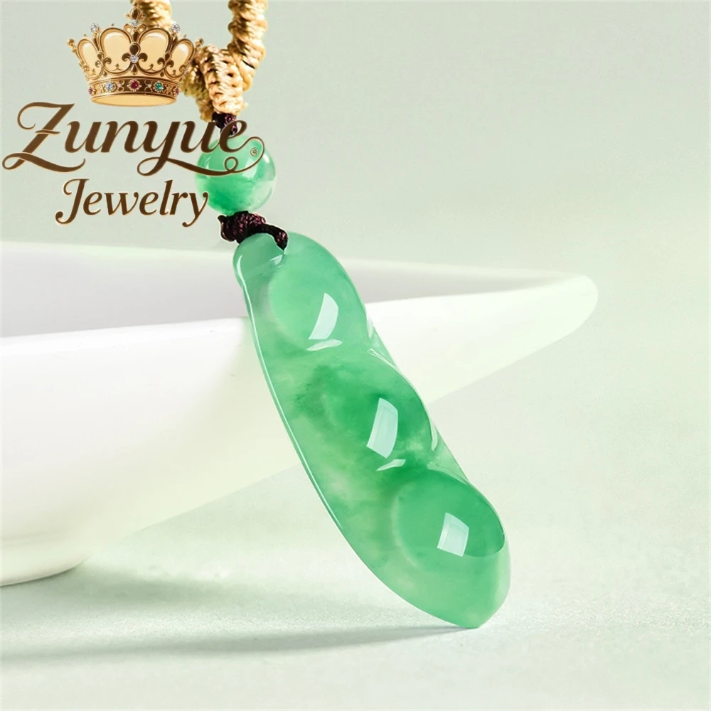 Natürliche afrikanische grüne Jade-Bohnen, Dulong-Jade-Anhänger und Anhänger im chinesischen Stil sind in hoher Nachfrage, exquisiter Modeschmuck