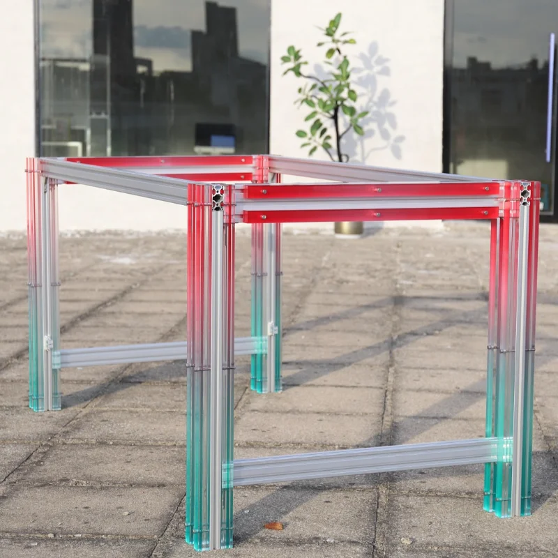 Pernas de mesa em acrílico com perfil de alumínio, pernas de mesa, refeição de mesa