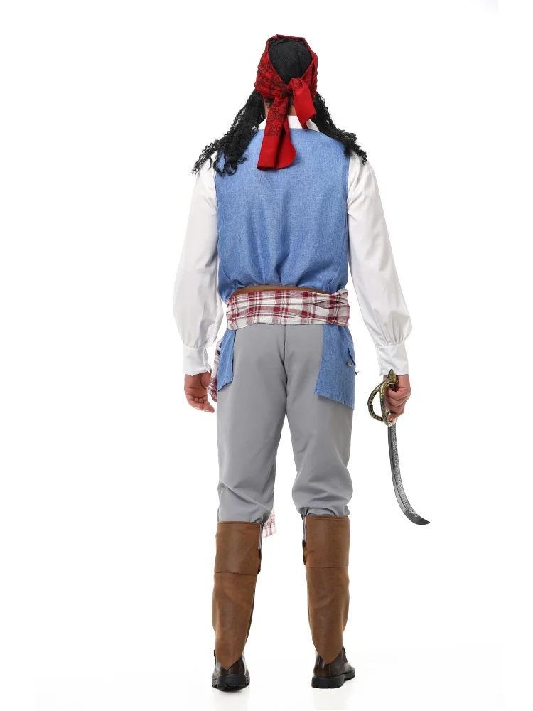 Unisex Retro Piraten-Cosplay-Outfit Blaue Weste Halloween Karneval Familien-Paar Kostüm Bühnenkostüm 2026 – Detail 13