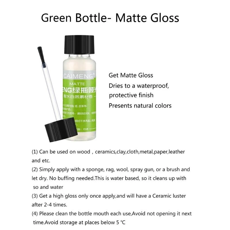 High Gloss Finish Coating for Stone Clay Resin 0.67oz Waterproof Gloss Protective Topcoat Matte Finish Coating