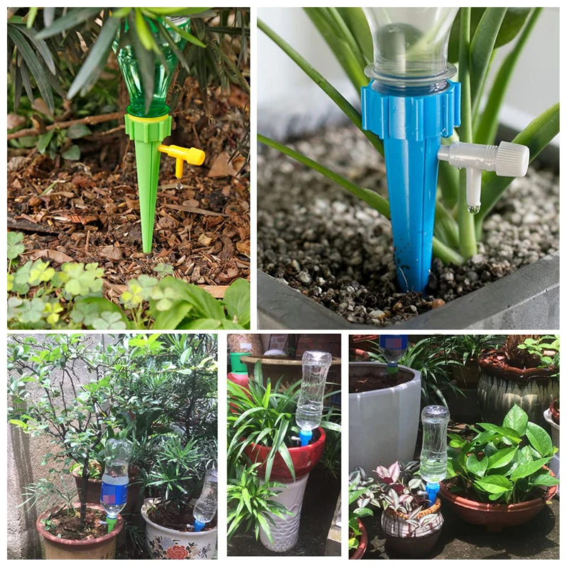 Auto Irrigation Drippers Self Plant Watering Spikes Kit with Slow-Release Control Switch for Garden Flower Plants Indoor&Outdoor