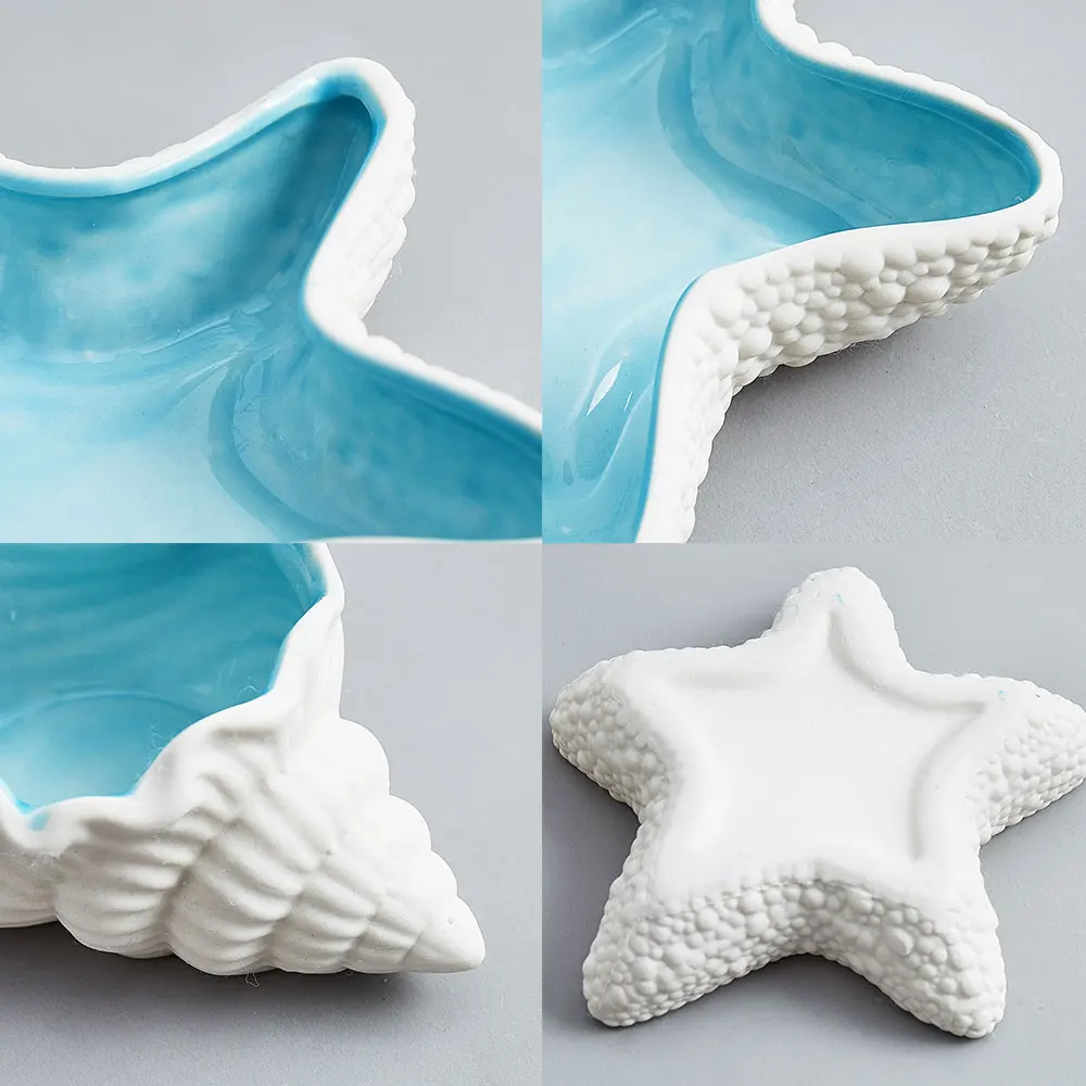 Modern Stylish Ceramic Shells&Starfish For Jewelry Storage and Crafts Decoration Christmas Gifts Party Ornaments