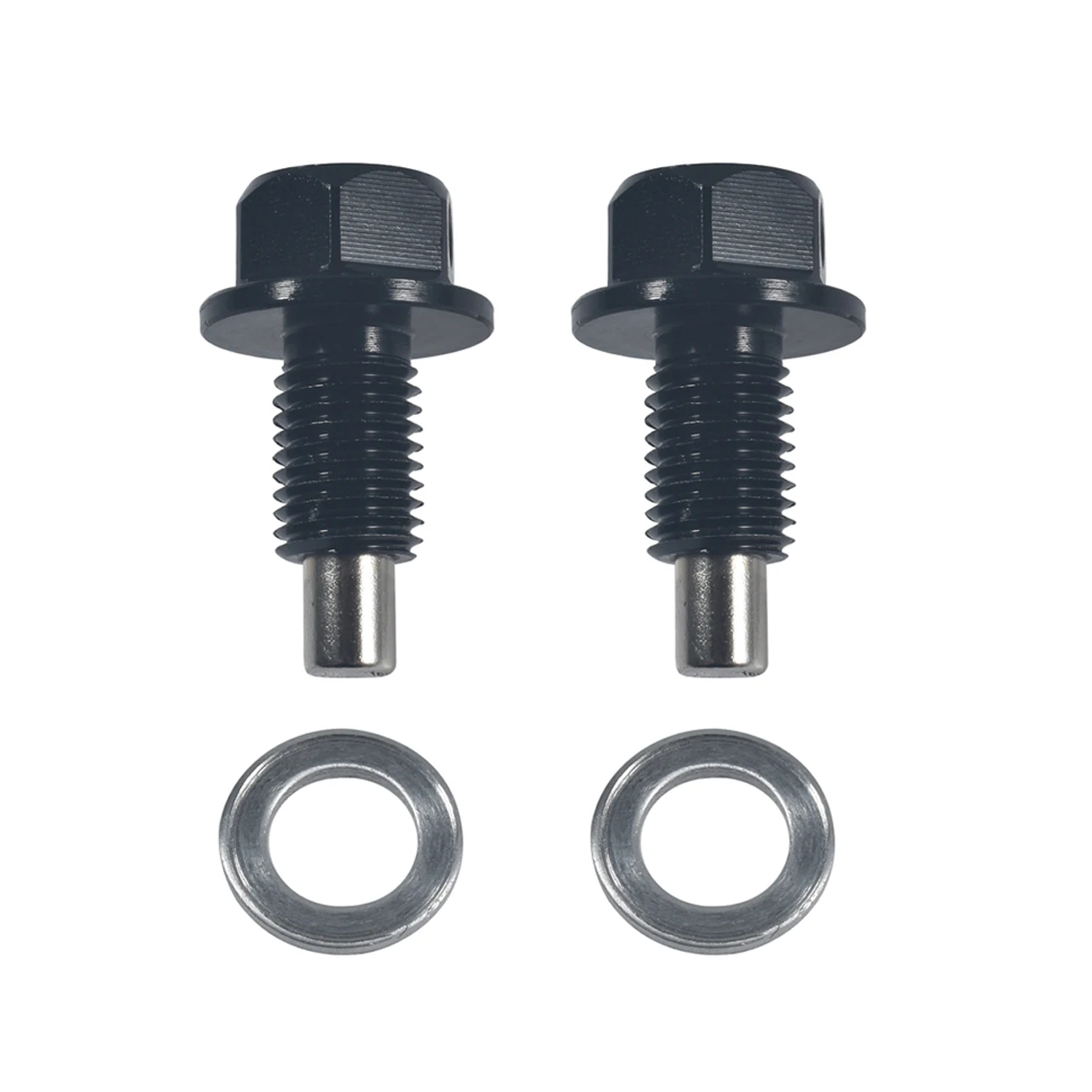 2Pcs M10x15 Magnetic Engine Oil Drain Plug Bolt Nut Screw Washer 212cc Go Kart