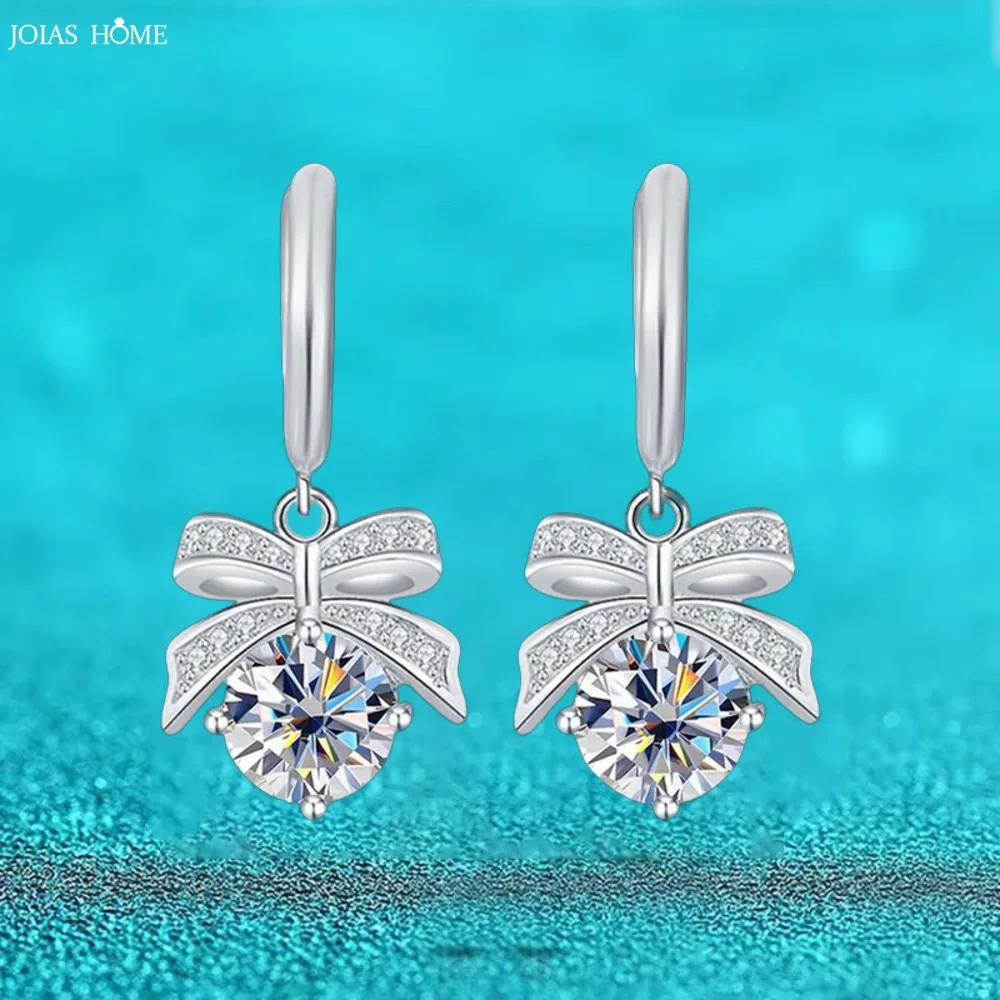 

JH 1CT 925 Silver Bowknot Moissanite Stud Earrings For Women Moissanite Zircon EarringsD VVS1 Fine Jewelry Lab Diamond